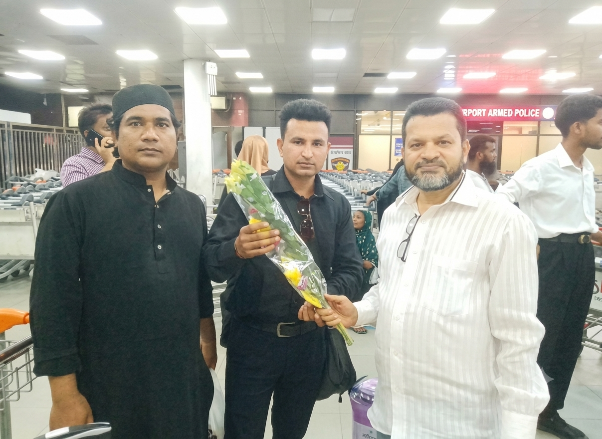 দীর্ঘ তিন বছর প্রবাস জীবন শেষে দেশে ফিরলেন ফরদাবাদের ছাত্রদল নেতা মাসুদ রানা